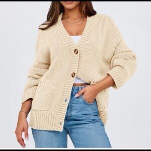PRETTYGARDEN Women's 2025 Fall Cardigan Sweaters Long Sleeve Open Front Button L